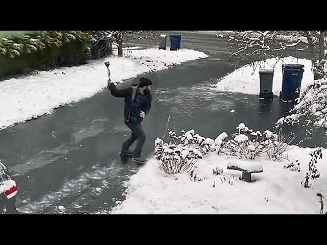 PEOPLE VS. ICY DRIVEWAY FUNNY MOMENTS #1