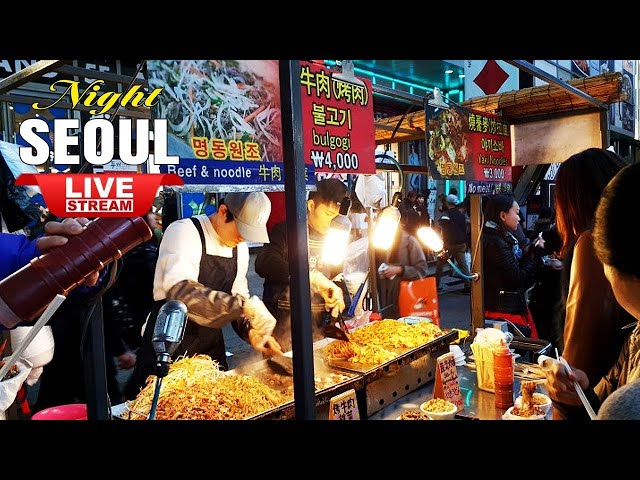 Live Korea Seoul 🇰🇷 Walk Tour Seoul 🤩 Seoul Myeongdong Night Street Walking Tour, Korean Food Street