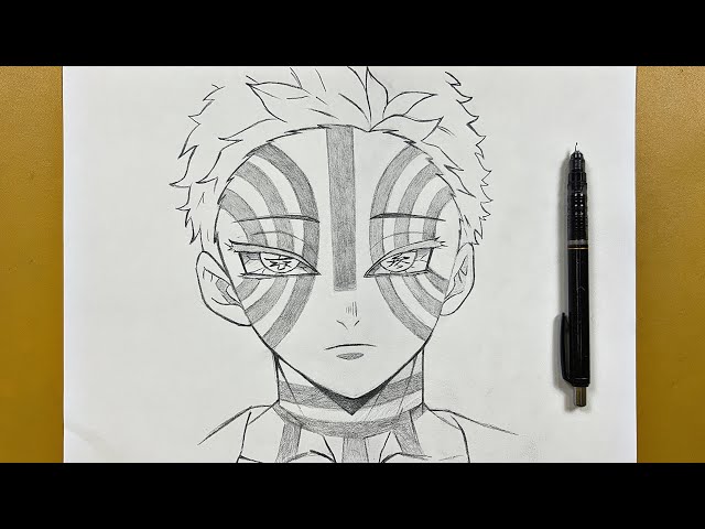 Anime sketch || how to draw Akaza step-by-step