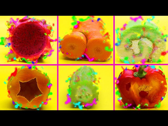 Oddly Satisfying Hidden Patterns Inside Fruits and Vegetables Electric | Stop Motion Animation