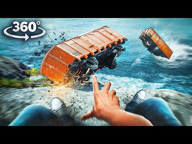 VR 360 Train Crаsh Accident During Rockfall | VIRTUAL REALITY 4K |