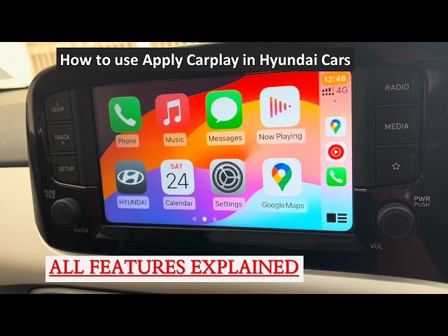 How to use Apple carplay in Hyundai Exter 2024 connect iphone with car infotainment system wired