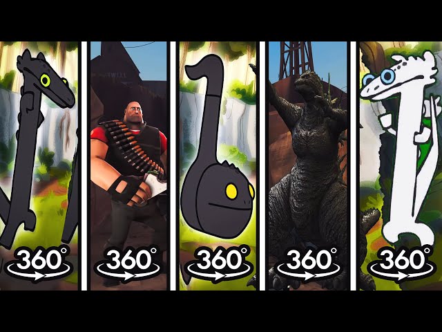 Toothless Dancing Original vs Godzilla Toothless Dance vs Otamatone Meme 360º VR