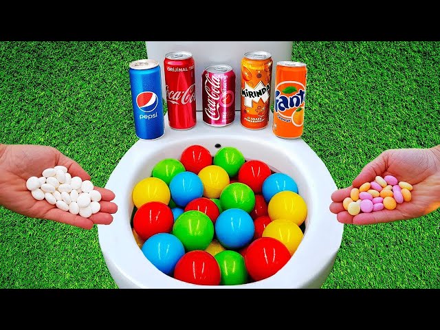 Experiment: Coca Cola vs Colorful Balls, Fanta, Pepsi, Mtn Dew, Coke and Mentos