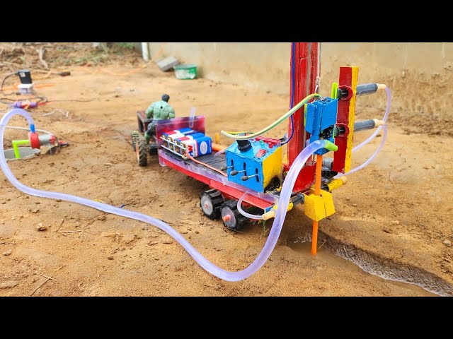 Diy tractor mini borewell drilling machine | Hydraulic powered | Water pump | Science project