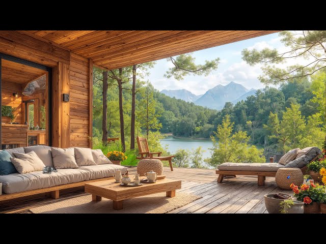 Cozy Spring Porch Ambience with Jazz Relaxing Music for Unwind 🌿 Smooth Jazz Instrumental Music