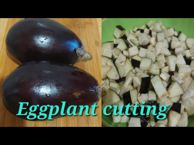 Cutting eggplants for sisig eggplant recipe 😋