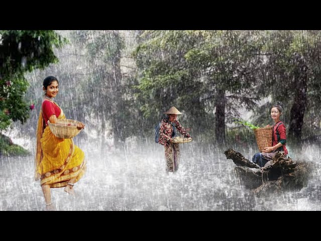 Rainstorm & Thunder in a Peaceful Village | Soothing Sounds for Deep Relaxation & Sleep 🌧️⚡