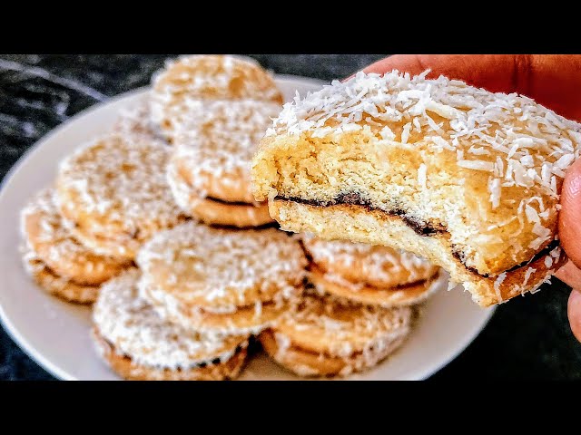 Moist coconut cookies for tea! No butter! No milk!