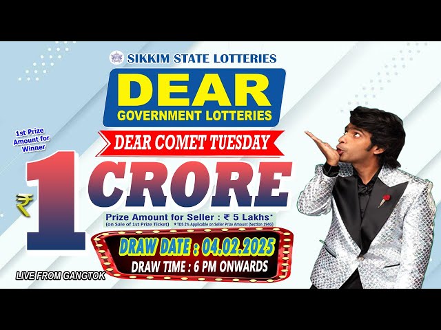 LOTTERY LIVE DEAR 6 PM 04.02.2025 SIKKIM STATE LOTTERY LIVE DRAW LOTTERY SAMBAD LIVE FROM GANGTOK