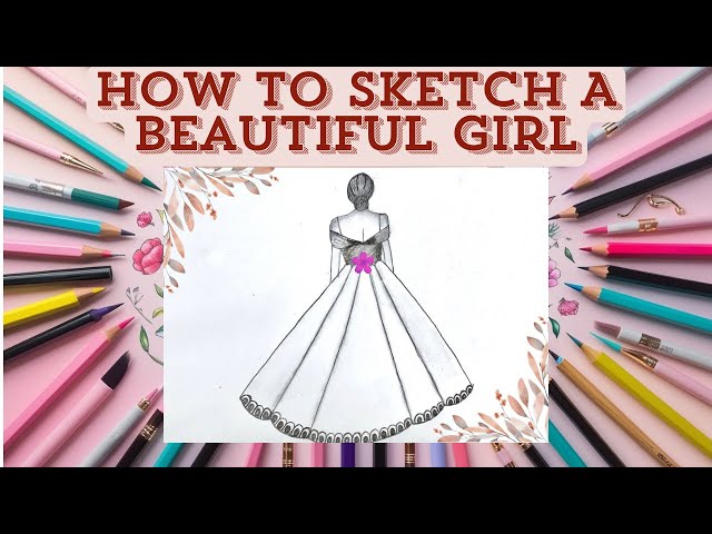 How to Sketch a Beautiful Girl from Behind | Elegant Dress & Hair Bun | Step-by-Step Tutorial