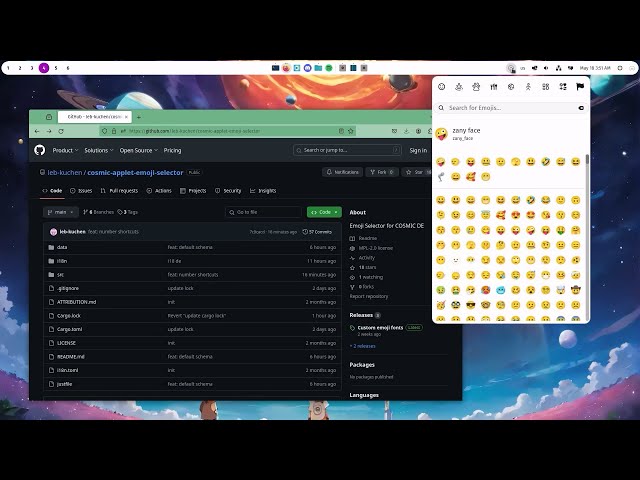 changing shortcuts & adding an emoji picker | but it's Cosmic