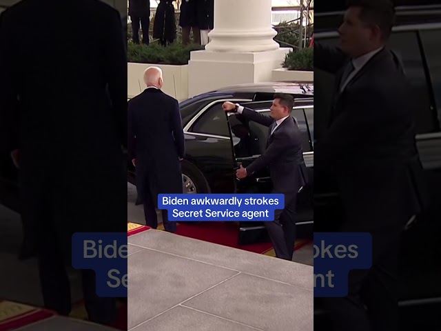 Biden awkwardly strokes Secret Service agent