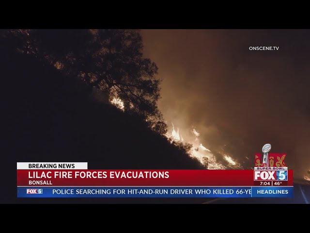 Lilac Fire forces evacuations in North County