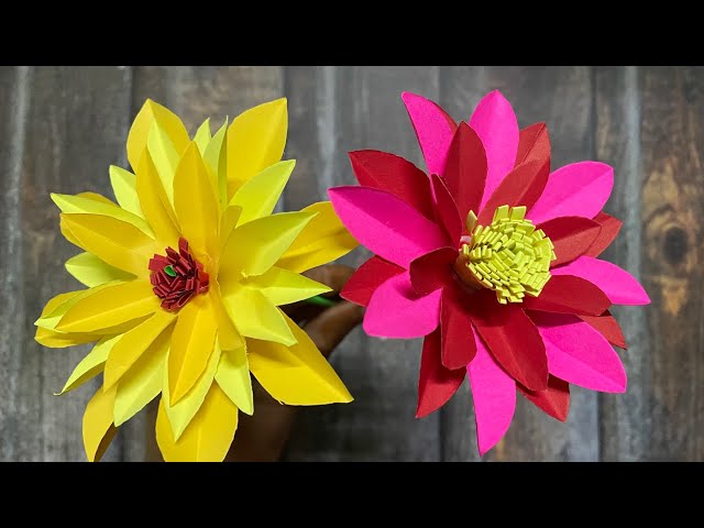 easy and beautiful paper flowers making|diy paper flowers making at home|easy and simple paper craft