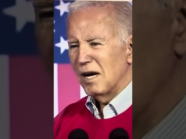 Joe Biden is yelling at people on stage with no reason during a speech to auto workers in Illinois