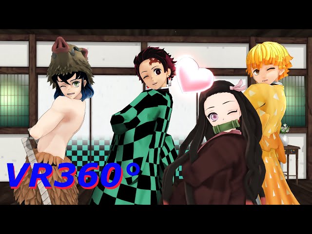 VR360°【MMD】かまぼこ隊に囲まれる幸せ空間　竈門炭治郎・我妻善逸・嘴平伊之助・竈門禰豆子♪【鬼滅の刃】