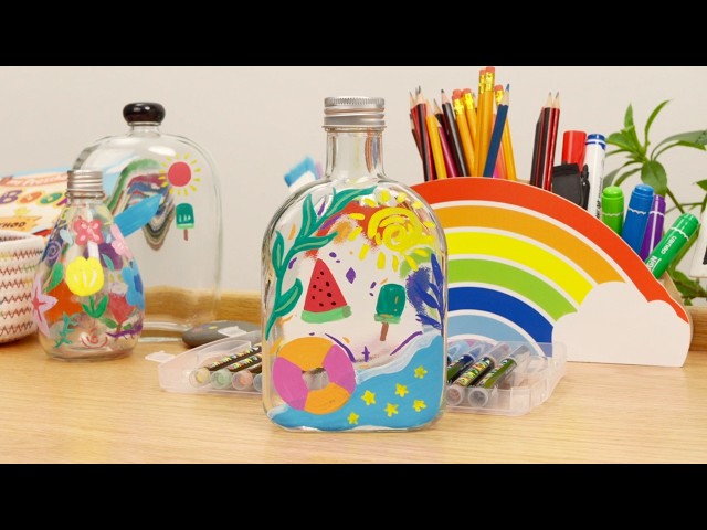 Fun & Easy Acrylic Painting Bottle Craft Tutorial for Beginners! Best Summer Vacation Art Activities