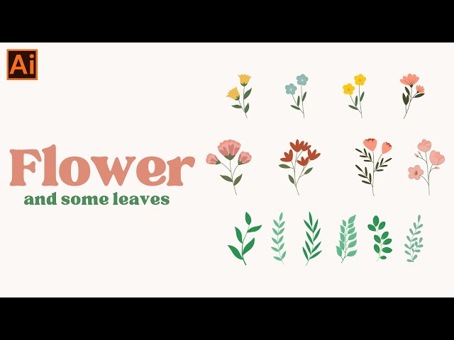 How to draw spring flower and leaves. Tutorial in Adobe Illustrator.