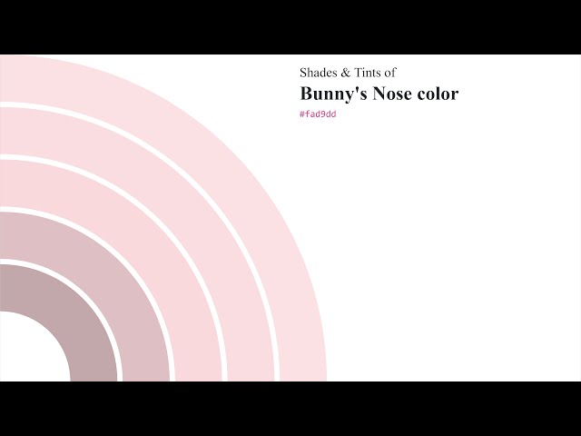 Shades & Tints of Bunny’s Nose color #fad9dd A Warm Red color #dec0c4 #c2a8ab #fadde0 #fbe1e4