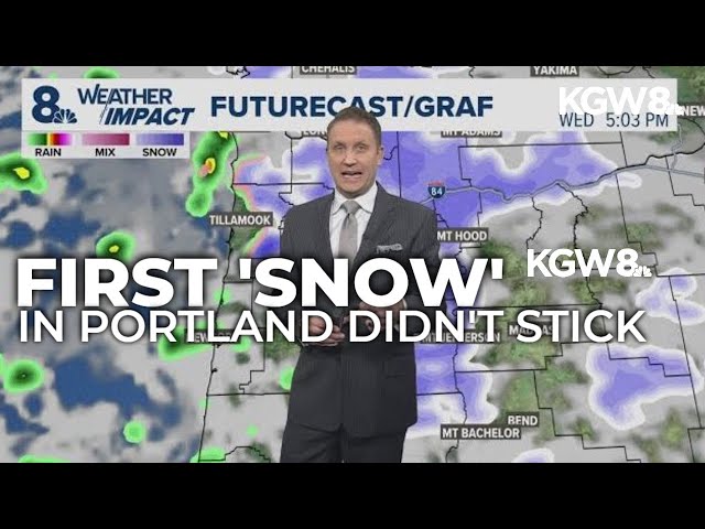 First snow in Portland Sunday didn’t stick, heavy snow continues in Cascades