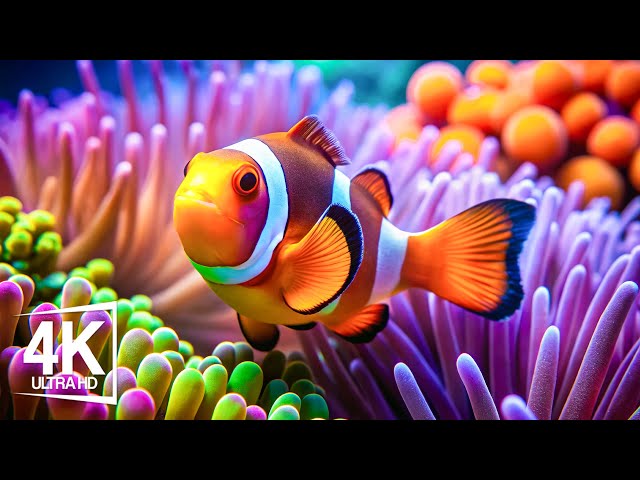 Harmony In Underwater Ecosystems 4K (ULTRA HD) - Beautiful Coral Reef Fish In Aquarium