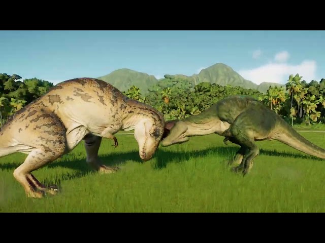 Tyrannosaurus vs Acrocanthosaurus vs Dilophosaurus : Jurassic World Evolution 2