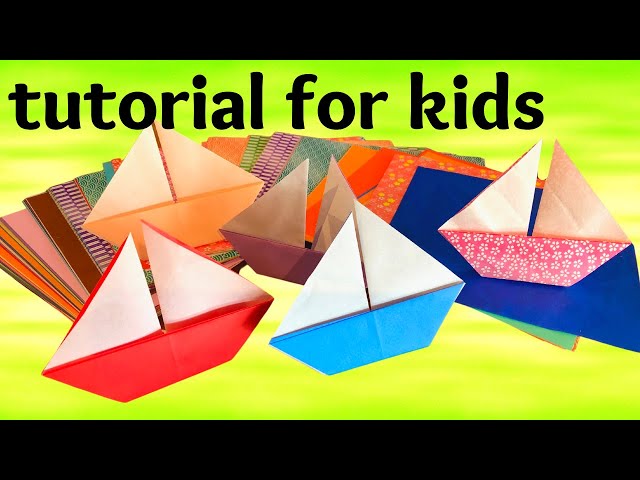 EASIEST ORIGAMI PAPER BOAT: step by step TUTORIAL for young kids