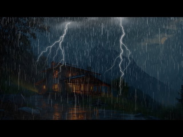 Heavy Rain and Thunderstorm 🌧️ Relaxing Black Screen Sounds for Sleeping All Night