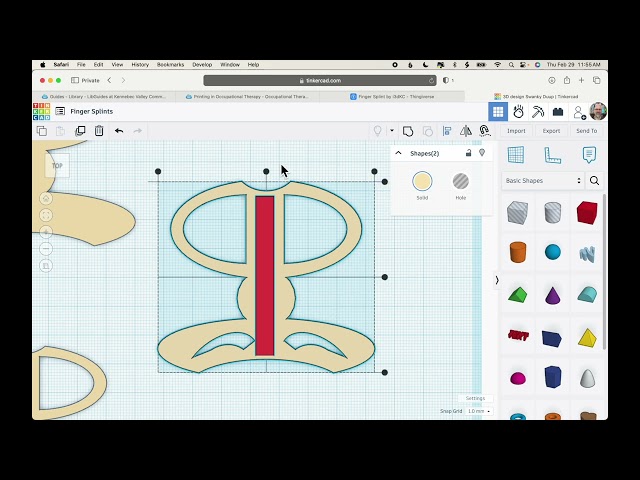 Using Tinkercad to customize finger splints downloaded from Thingiverse