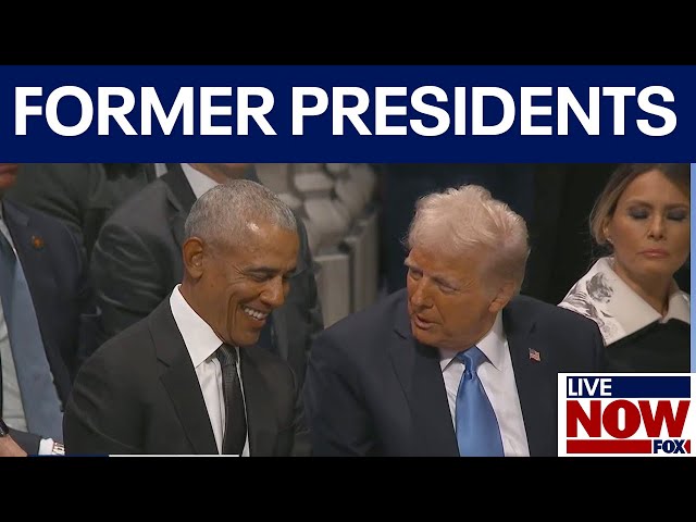 WATCH: Barack Obama and Donald Trump chatting as former presidents meet at Jimmy Carter funeral