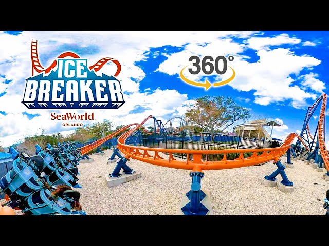 VR 360 5K Ice Breaker Roller Coaster On Ride  POV SeaWorld Orlando 2023 01 30