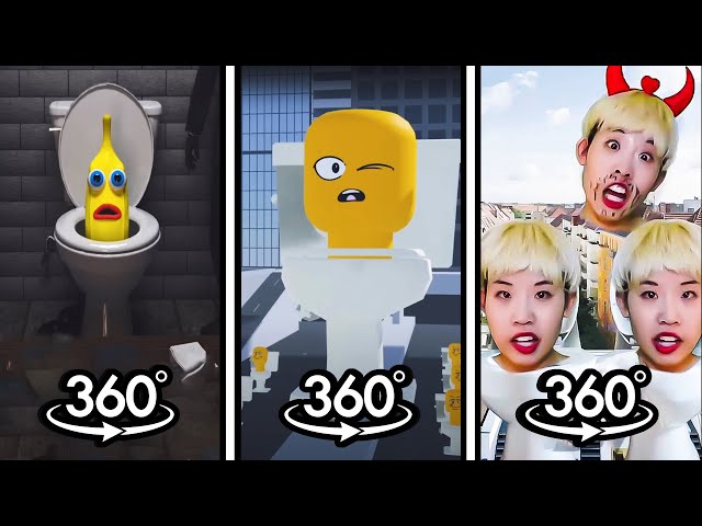 Skibidi Real Life vs Skibidi Banana Cat vs Roblox Skibidi Toilet | 360º VR (NEW)