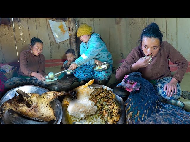 Local Chicken Soup Recip with Rice Cooking & Eating || Dinner together in the village | Village Vlog