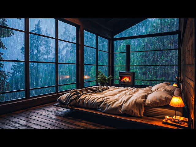 No Ads, Beat Stress and Fall Asleep Fast with Powerful Rain and Thunderstorm on Window