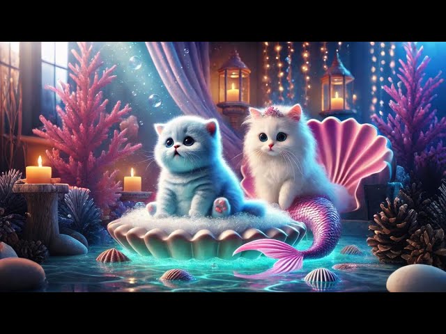 The Kitten Was Lucky Enough To Be Rescued By The Mermaid Cat#cartoon#animation#funny#cat