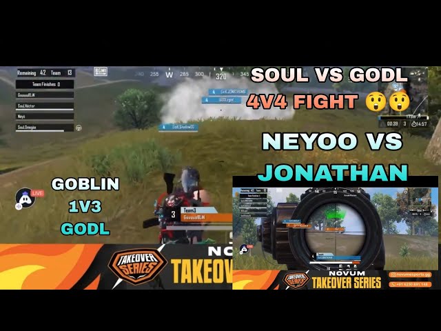 SOUL GOBLIN 1V3 GODL || SOUL NEYOO VS JONATHAN ||  😲😲|| SOUL VS GODL 4V4 FIGHT || 😲😲 @chasingpros