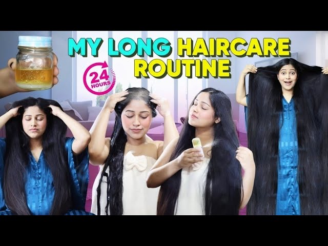 24 Hours My Haircare Routine 😱 How I wash my long Hair 😀Diy Shampoo, Hair oil, Hair Growth Tonic