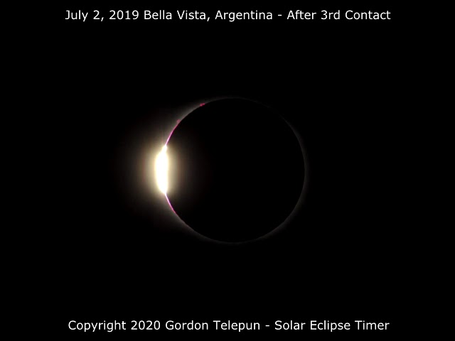 Baily's Beads - 2019 Solar Eclipse After 3rd Contact