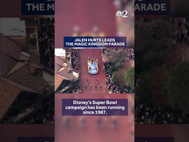 Chopper 2 footage of Jalen Hurts leading Magic Kingdom parade