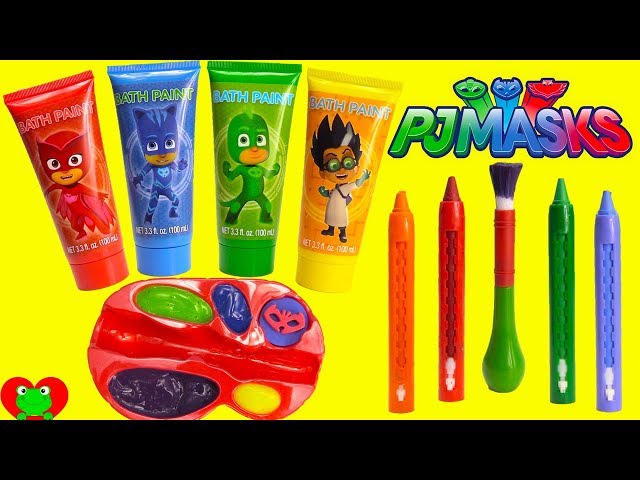 Genie Teaches Colors with PJ Masks Paints Catboy, Owlette, and Gekko