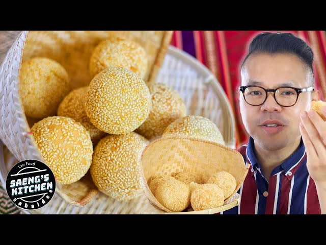 Khanom Ooloo | Sticky Rice Sesame Balls | Lao Food at Saeng’s Kitchen