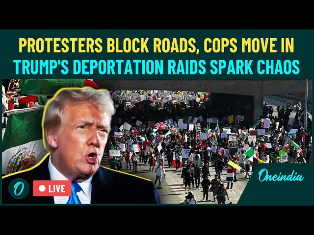 LIVE | Immigration Protests Shut Down LA Freeway | Police in Riot Gear Clash with Demonstrators