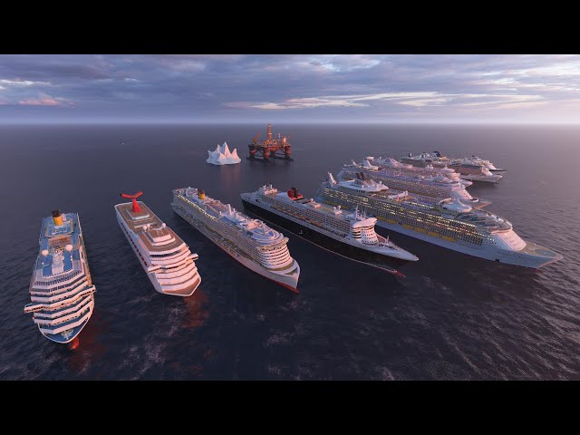 Nine contemporary cruise ships