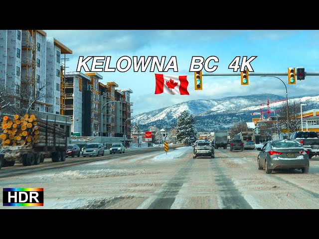 Driving Kelowna BC Canada 4K HDR - After Snow Storm 2024