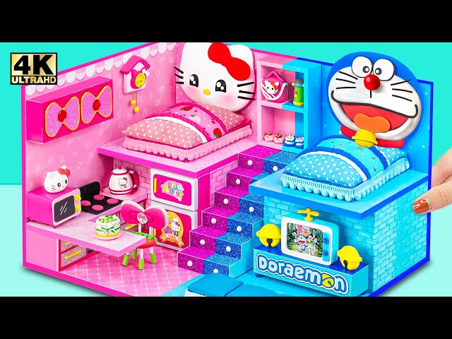 Make Hello Kitty House with Two Bedroom, Blue Room for Doraemon from Clay ❤️ DIY Miniature House