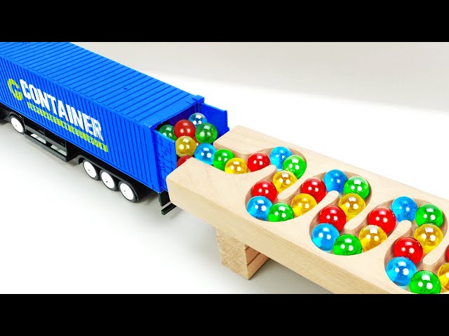 Marble Run Race ☆ HABA Slope & Retro Makita Truck, Garbage Truck Long Version #18