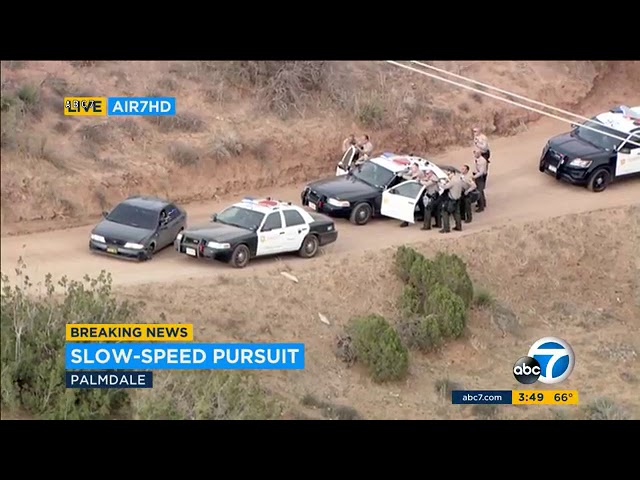 RAW VIDEO: Slow-speed chase suspect in custody after standoff with LA County deputies | ABC7