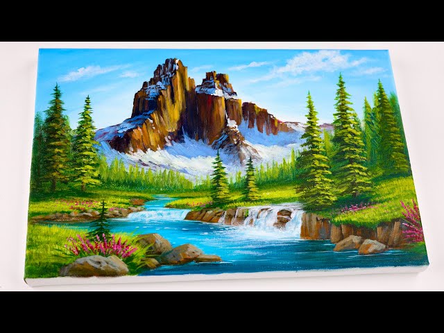 How to Paint a  Mountain River in Acrylic: Step-by-Step PaintingTutorial