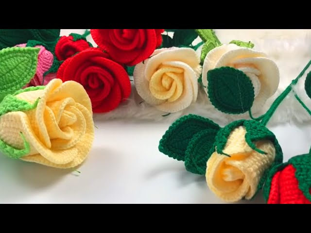 How to Crochet a Long Stem Rose